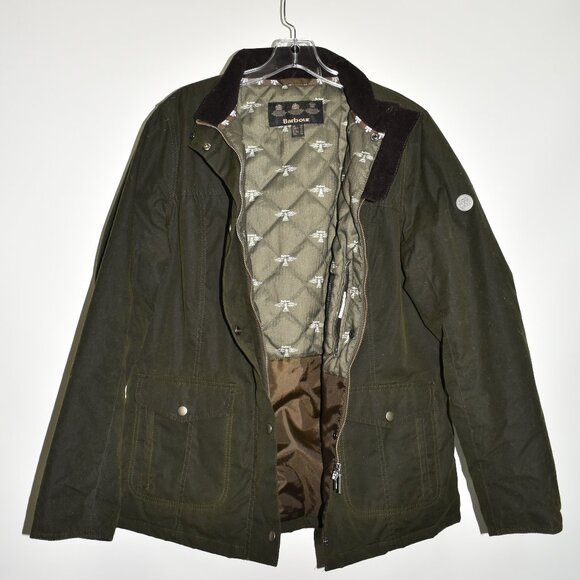 $500 Barbour Sandsend Waxed Cotton Utility Jacket Coat Dark Green  12 US 16  UK - Picture 5 of 10